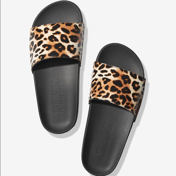 PINK Victoria's Secret Shoes - Victoria’s Secret Pink Leopard Single Strap Slide